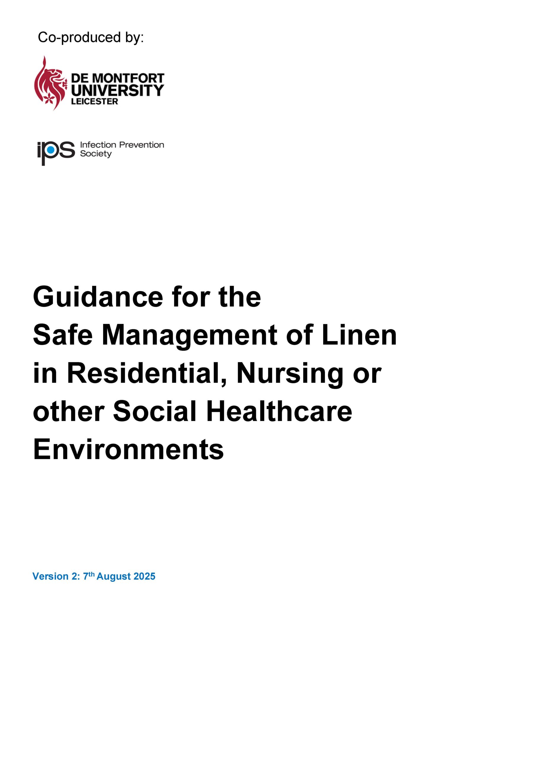 Guidance for the Safe Management of Linen in Residential, Nursing or other Social Healthcare Environments